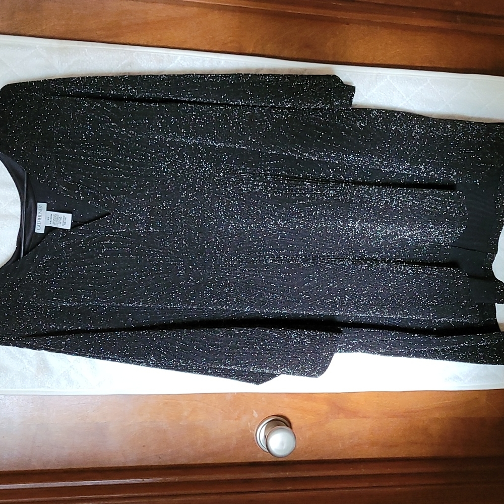 Catherine's black with silver blouse